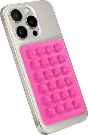 Güçlü Yapışkanlı Silikon Vantuzlu Telefon Tutucu – Kılıf Arkasına Yapışan Telefon Tutucu, Octo, iPhone ve Android Cihazlarla Uyumlu, Selfie ve Video için Eller Serbest Kullanım - Pembe