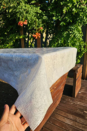 Hasır Lüx Pvc Kaplamalı Silinebilir Yaprak Desen Masa Örtüsü Su Geçirmez Lüks Muşamba Sofra Bezi