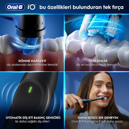 Oral-B iO2 Şarjlı/Elektrikli Diş Fırçası, 2'li Set, Siyah & Orman Yeşili, 2 Fırça Başlığı, Seyahat Kabı