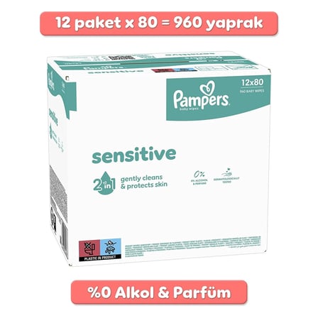 prima pampers sensitive islak mendil 12x80 adet