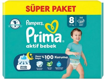 Prima Bebek Bezi 8 Beden 17+ KG XXX Large 27 Adet Süper Pk