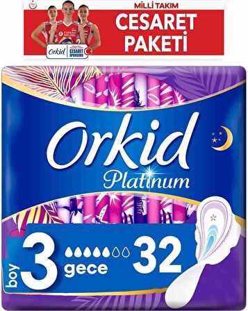 Orkid Platinum Gece 32 Adet Milli Takım Cesaret Paketi Hijyenik Ped