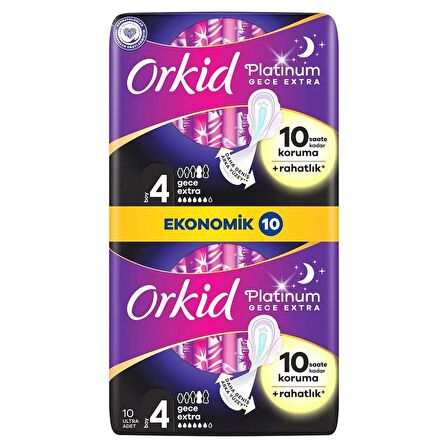 Orkid Platinum Gece Ekstra (Boy 4) 10 adet Hijyenik Ped