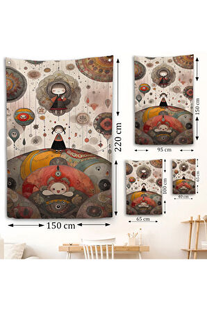 Tepenin Üstündeki Sevimli Kızlar Duvar Örtüsü-8006