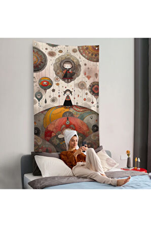 Tepenin Üstündeki Sevimli Kızlar Duvar Örtüsü-8006