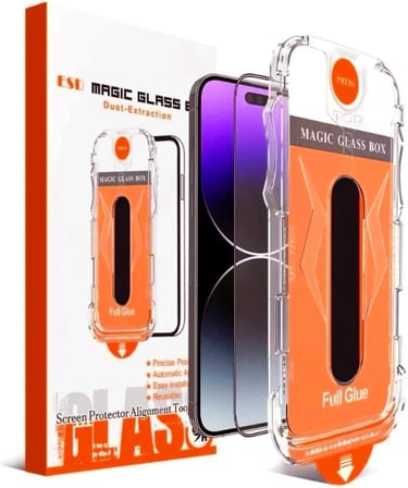 iPhone 15 İle Uyumlu Ekran Koruyucu Point Hizalama Aparatlı Takılırken Camın Altında Kesinlikle Toz Bırakmayan Darbelere Karşı Ekstra Dayanıklı Temperli Kırılmaz Cam Koruma