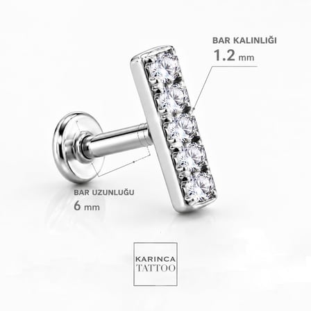Baget Zirkon Taşlı Titanyum Piercing Premium Forward Helix Flat Conch Burun Kulak Tragus Küpe