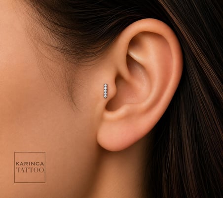 Baget Zirkon Taşlı Titanyum Piercing Premium Forward Helix Flat Conch Burun Kulak Tragus Küpe