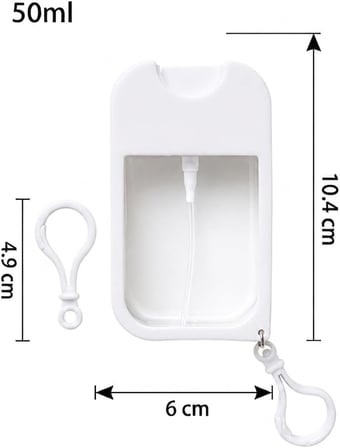 Silikon Kılıflı Sprey Şişesi 45 ml – Taşınabilir Anahtarlıklı Parfüm, Kolonya, Dezenfektan ve Oda Kokusu Dolum Şişesi (1, Beyaz)