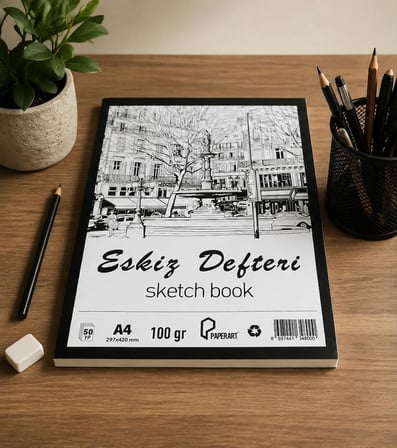 Paperart Eskiz Defteri, A4 210x297 mm, 100 gr, 50 Yaprak, Kağıt Malzeme