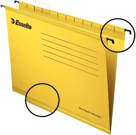 Klasik Askılı Dosya, A4, Sarı, 25'li Paket, Sekmeler Dahil, 90314