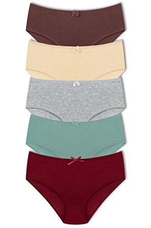 Pamuklu 5'li Yüksek Bel Büyük Beden Basic Kadın Külot