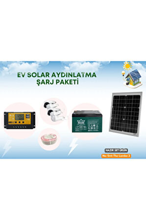 5 LAMBALI VE TELEFON ŞARJ CİHAZI ÖZELLİKLİ GÜNEŞ ENERJİ PAKETİ BAĞ BAHÇE HOBİ EVLERİ İÇİN