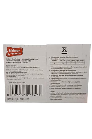 KİDMAR SÜRTMELİ İŞ MAKİNESİ 998-43A KEPÇE EKSKAVATÖR SESLİ IŞIKLI PİLLİ 3+