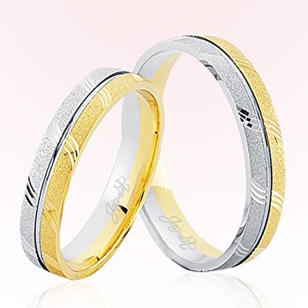 Harem Altın Sarı Beyaz Altın Alyans 8008