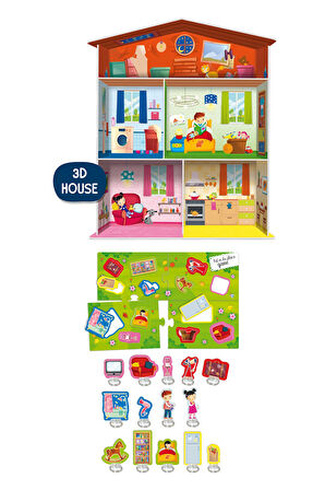 Çocuklar İçin Montessori 3D Ev Yapım ve Yerleştirme Oyunu Seti