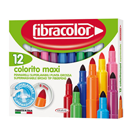 Fibracolor Colorito Maxi 12'li Yıkanabilir Jumbo Keçeli Kalem