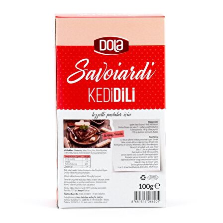 Dola Glutensiz Savoiardi Kedi Dili 100 Gr 12 Adet Gluten Free