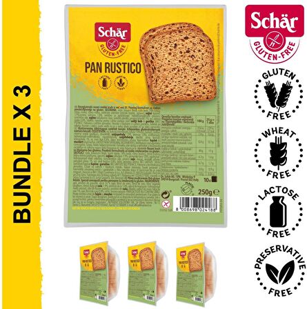 Schar Pan Rustico Glutensiz Lifli Ekmek 250 gr 3 Adet