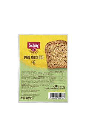 Rustico Glutensiz Lifli Ekmek 250 gr (8 ADET)