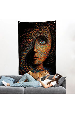 Mavi Gözlü Soyut Kadın Tanlosu-8008