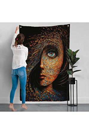 Mavi Gözlü Soyut Kadın Tanlosu-8008