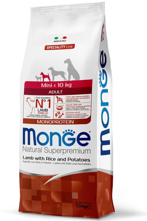 Monge Mini Adult Tek Proteinli Kuzulu Pirinçli Patatesli Yetişkin Köpek Maması 7,5 Kg