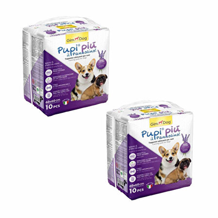 GimDog Pupi Piu Lavanta Kokulu Köpek Çiş Pedi 10'lu - 60x60cm (2'li Avantaj Paket)