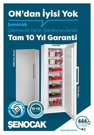 Şenocak VF 6210132.5 cm 6 Çekmeceli 196 L F Dikey Derin Dondurucu