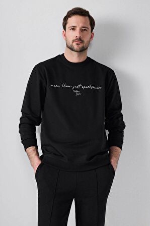 Twn Relaxed Fit Siyah Nakışlı Sweatshirt 2ECE25ORT0694