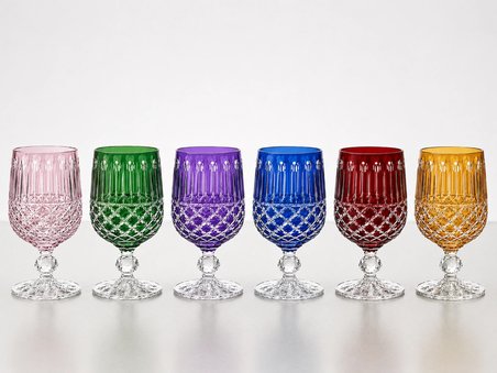 Kristal Sterna Bardak 6'lı Karışık Renk 135ML | Kahve Yanı ve Su Bardağı -Bardak Bahar