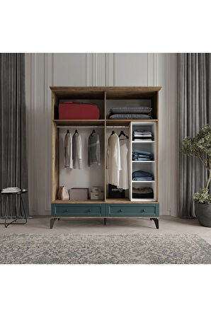 TOPRAK 4 KAPAKLI YEŞİL GARDIROP TAMAMI MDF