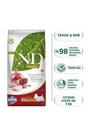 N&D Narlı-Tavuklu Mini Irk Yetişkin Kuru Köpek Maması 7 kg