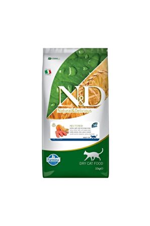 N&D Düşük Tahıllı Ocean Somon Balıklı Ve Portakallı Kısır Kedi Maması 2X1 Kg. Açık Paket