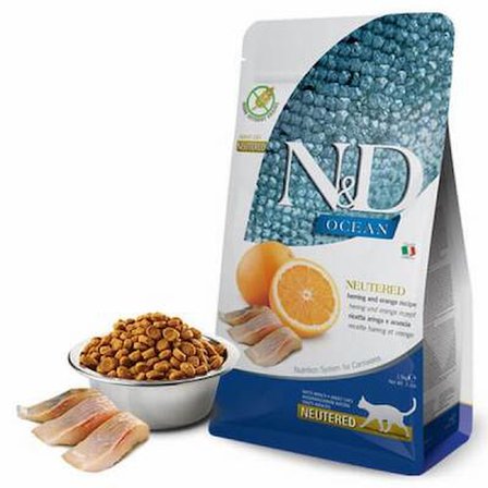 N&D Ocean Ringa Balıklı Portakallı Tahılsız Kısırlaştırılmış Kedi Maması 5 Kg