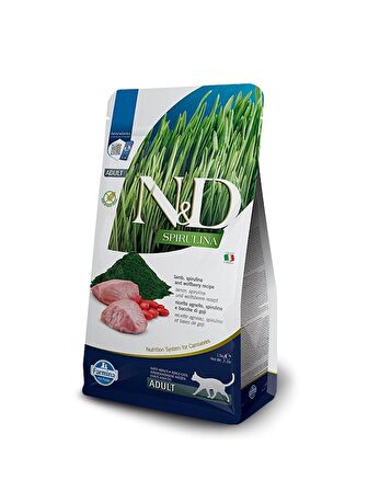 N&D Spirulina Kuzu Etli ve Kurt Üzümlü 1.5 kg Yetişkin Kedi Maması