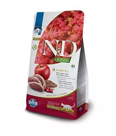 N&D Quinoa Hairball Ördek Etli Kinoa Ve Elmalı Yetişkin Kedi Maması 1,5 Kg
