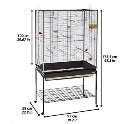 Ferplast Planeta Kuş Kafesi Siyah