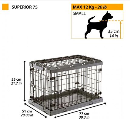 Superior 75 Tekerlekli Metal Taşıma Kafesi 77 x 51 x 55 cm