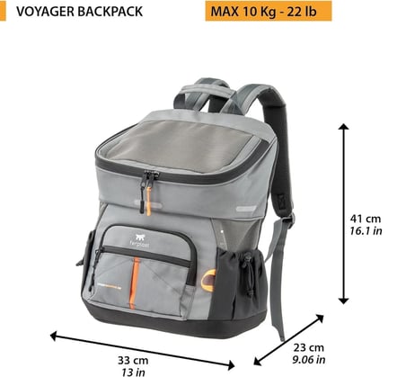Ferplast VOYAGER 400 Sırt Taşıma Çantası - Gri (Max.10Kg) 33cm