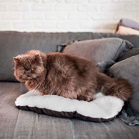 Ferplast Relax 55 Peluş Kedi ve Mini Irk Köpek Yatağı - Marrone Bej (55cm x 36cm)