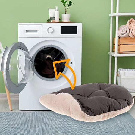 Ferplast Relax 55 Peluş Kedi ve Mini Irk Köpek Yatağı - Marrone Bej (55cm x 36cm)