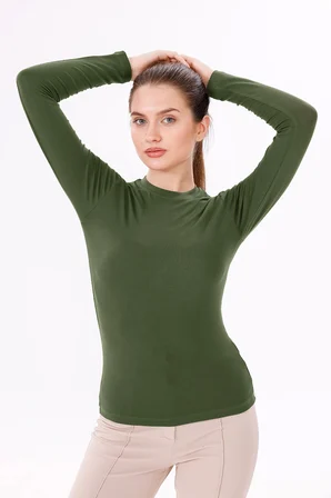 Kadın Uzun Kol Body - Bisiklet Yaka