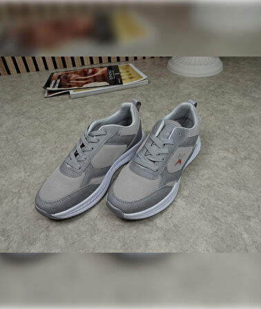 Günlük Fileli Nefes Alabilen Erkek Bağcıklı Kalın Taban Hafif Rahat Yürüyüş Koşu Spor Ayakkabı 8011