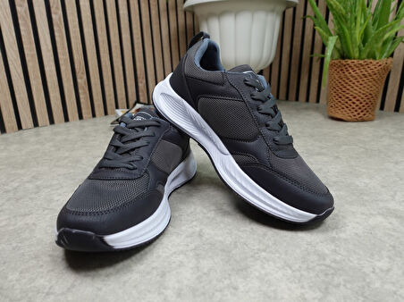 Günlük Fileli Nefes Alabilen Erkek Bağcıklı Kalın Taban Hafif Rahat Yürüyüş Koşu Spor Ayakkabı 8011