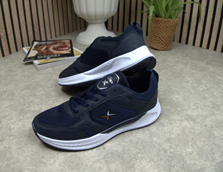 Günlük Fileli Nefes Alabilen Erkek Bağcıklı Kalın Taban Hafif Rahat Yürüyüş Koşu Spor Ayakkabı 8011