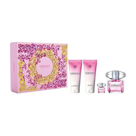 Versace Bright Crystal EDT 90 ml + 100 ml Body Lotion + 50 ml Shower Gel + 5 ml Kadın Parfüm Seti