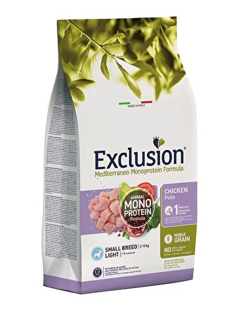 Exclusion Monoprotein Düşük Tahıllı Tavuklu Ve Narlı Küçük Irk Light Köpek Maması 2kg