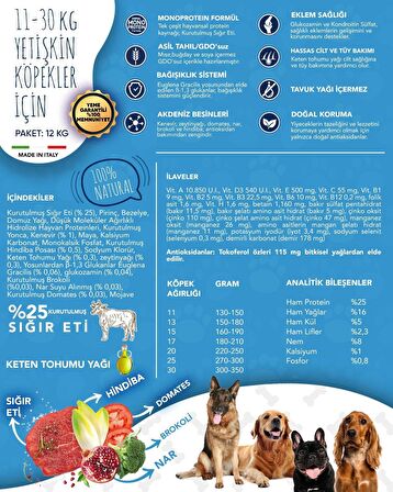 Exclusion Monoprotein Düşük Tahıllı Sığır Etli Yetişkin Medium Köpek Maması