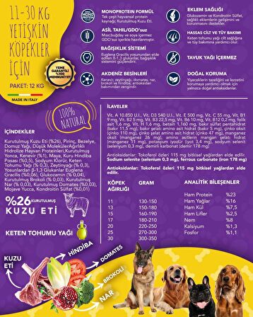 Exclusion Monoprotein Düşük Tahıllı Kuzu Etli Orta Irk Medium Breed Yetişkin Köpek Maması